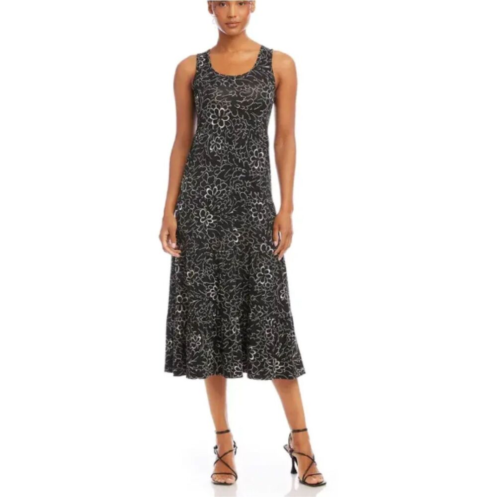 Karen Kane NWT Black Floral Tiered Midi Dress Women’s Size XS Sleeveless Casual
